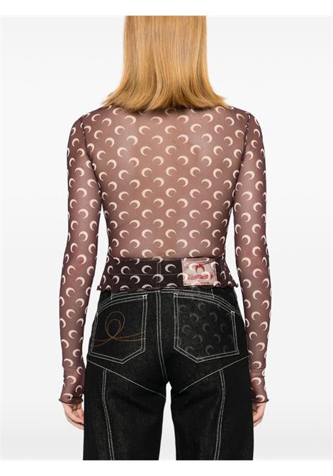top cropped mesh moon donna marrone MARINE SERRE | WTS012A CJER0054BR30